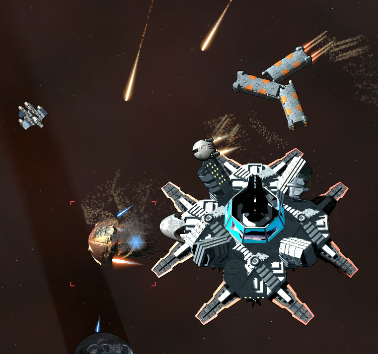 That's a random deimos on patrol I lured over to the station slugging it out with three EI7000/M missileships, a lategame Asterion with tritium weaponry, 2 Aldrin-class monitors (offscreen, weapon fire visible), a Centurion/X (later 2), and a Britannia.<br /><br />Suffice to say, the Deimos lost. It's an amazing ship in SM&amp;M++ but it's not *that* good.